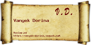 Vanyek Dorina névjegykártya